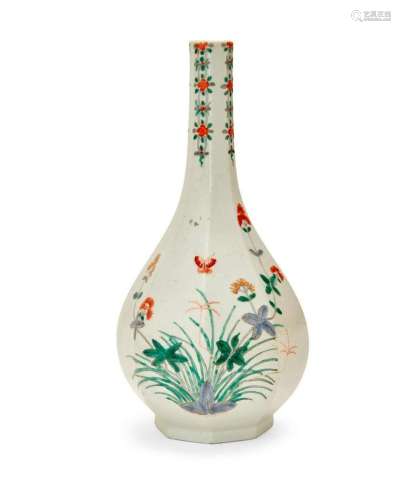A Chinese Famille Verte porcelain bottle vase