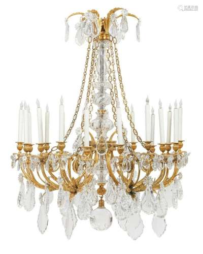 Louis XVI style gilt bronze and glass chandelier