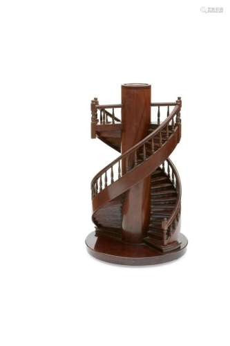 A mahogany model of a spiral staircase