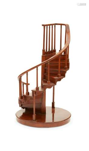 A mahogany model of a spiral staircase