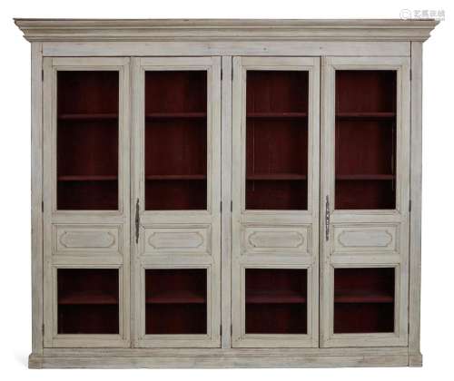 A Louis XVI style grey painted bibliotheque
