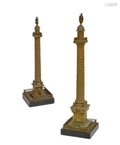 Two Continental bronze Grand Tour columns