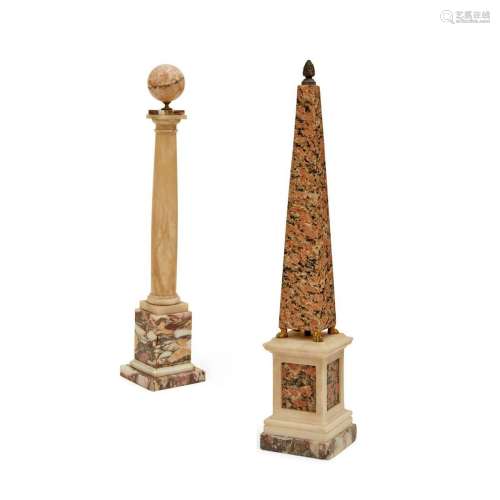 Two Grand Tour marble & alabaster objects