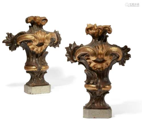 A pair of Italian Baroque painted finials