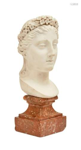 A Continental marble head of a Classical maiden