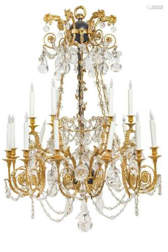 A Louis XVI style eighteen light chandelier