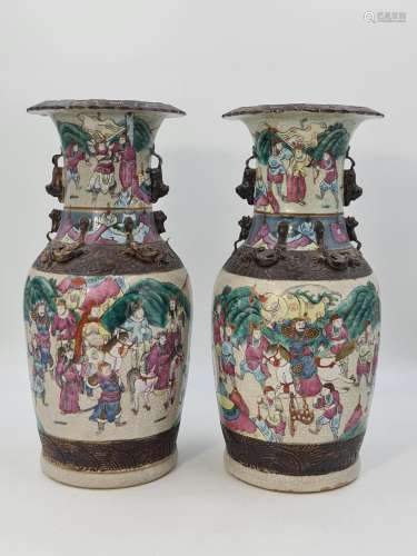 Paire de vases en porcelaine de Nankin., Chine fin XIXème., ...