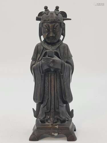 Chine XVIIIème., Auguste de Jade en bronze., Ht : 29,5 cm,