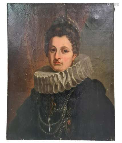 Portrait XVIIème représentant une dame de, la haute société ...