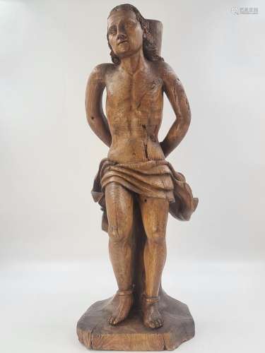 Saint Sébastien., Sculpture en bois sculpté fin XVème., Ht :...