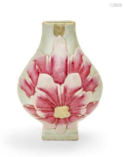 A Chinese polychrome porcelain lotus vase