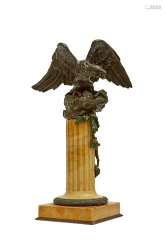 A Continental bronze & marble model of an eagle