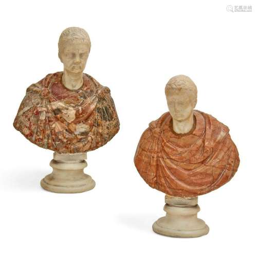 A pair of Italian Grand Tourbusts of Caesars