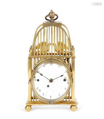 A Continental bird cage quarter chiming clock