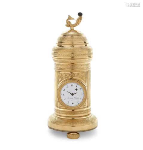A French timepiece with encrier & candlestick