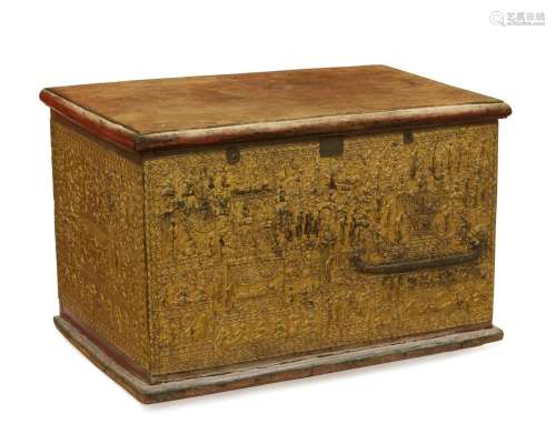 A Southeast Asian gilt repousse decorated chest