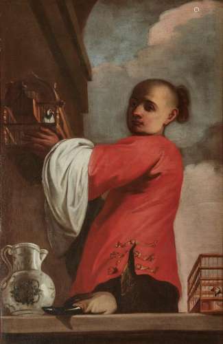 Continental School, Chinese boy with a bird cage