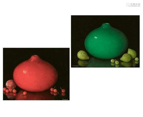 Carlos Laharrague, Still life with vase & fruit