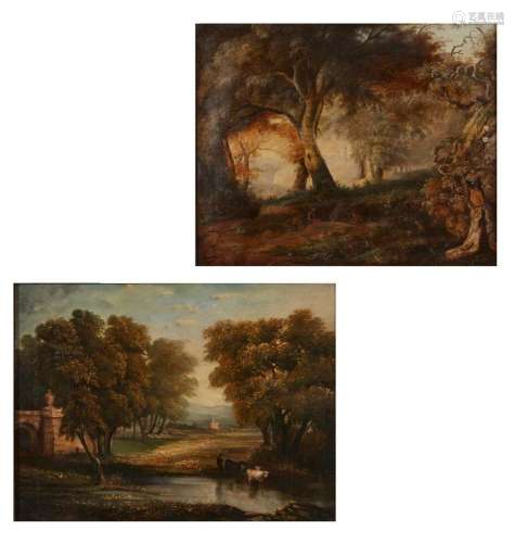 Continental, Figure, cattle & couple in a forest