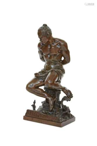 Italian bronze model of a seated man, aft Tacca