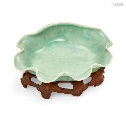 A Chinese celadon porcelain shaped bowl