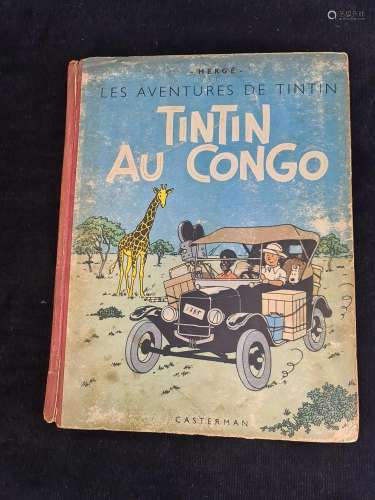 TINTIN., Tintin au Congo., Noir et blanc. 1942., 4ème plat A...