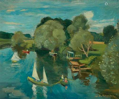 Andre Planson, Boaters on a lake, 1942
