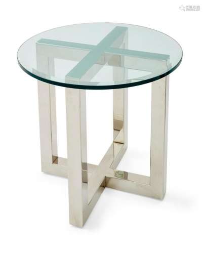 A Modernist chrome and glass occasional table