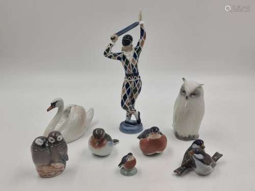 Lot de 8 figurines en porcelaine de Royal Copenhagen., 7 suj...