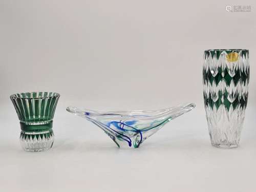 Val Saint Lambert, Lot comprenant deux vases en cristal doub...