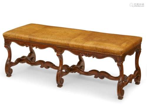 A Baroque style stained walnut bench