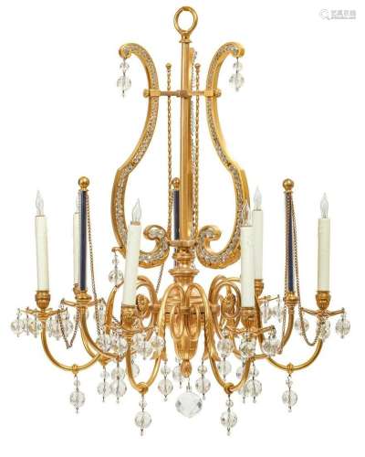 A Neoclassical style nine light chandelier