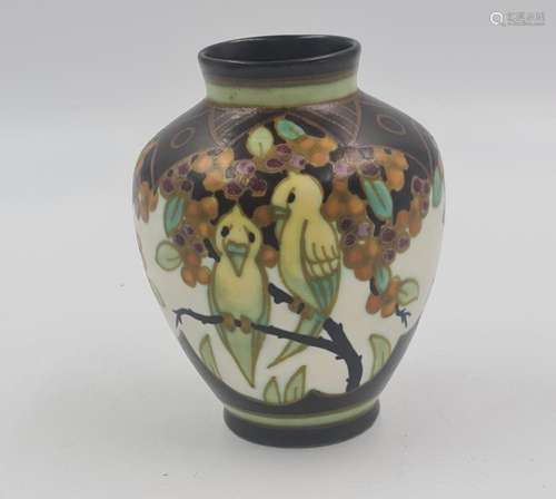 Charles CATTEAU (1880-1966)., Vase Boch Keramis à decor de m...