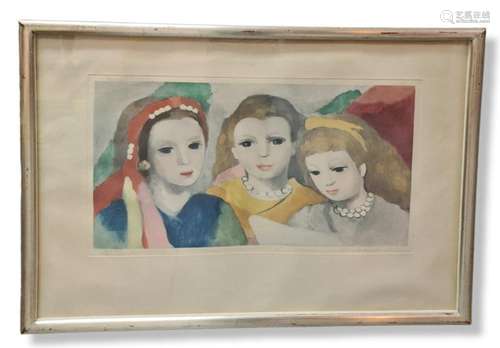 Marie LAURENCIN (1883-1956)., Trois jeunes femmes., Lithogra...