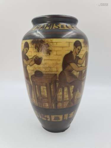 ($) Charles CATTEAU (1880-1966)., Vase Boch Keramis art déco...