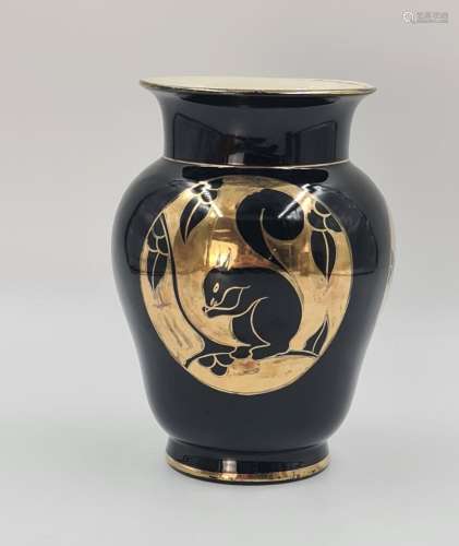 ($) Charles CATTEAU (1880-1966)., Vase Boch Keramis art déco...
