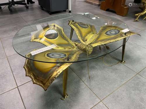 Henri FERNANDEZ (1946), Table basse butterfly en laiton conç...