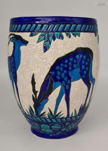 Charles CATTEAU (1880 -1966)., Vase Boch Keramis en émaux à ...