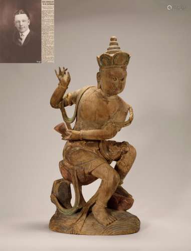 Woodcarving and painted bodhisattva of the Ming Dynasty