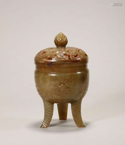 Hetian jade incense burner of Ming dynasty