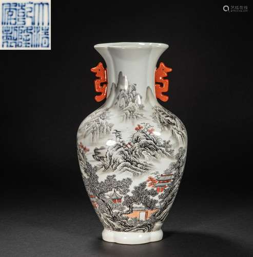 "Qing Qianlong year" landscape pattern double drag...