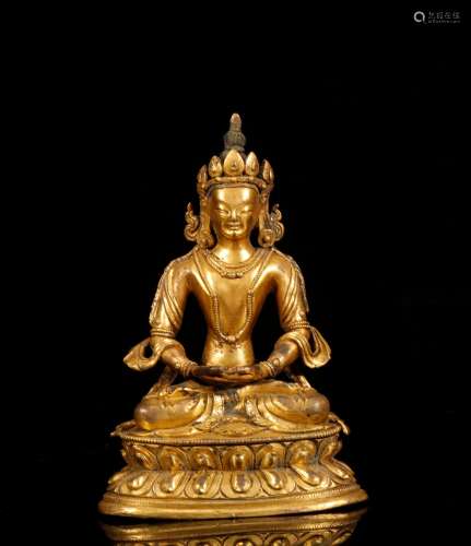 Qing Dynasty bronze gilt infinite longevity Buddha