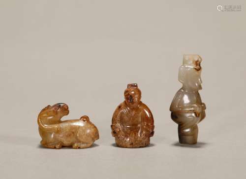 A group of jade ornaments from the Han Dynasty