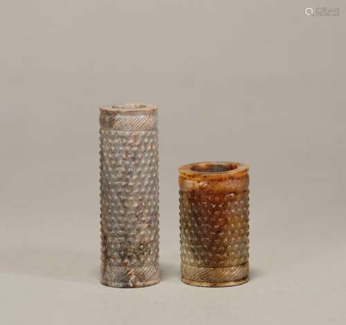 A pair of jade tubes from the Han Dynasty