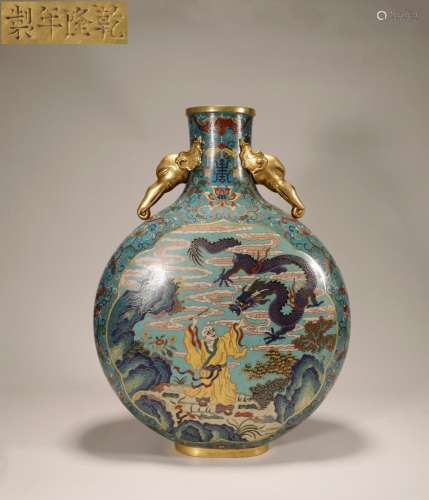 "Qianlong year" cloisonne dragon and tiger Arhat e...