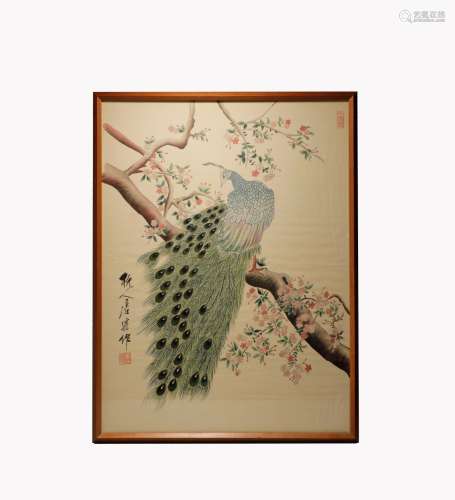 Tang Yun peacock silk frame