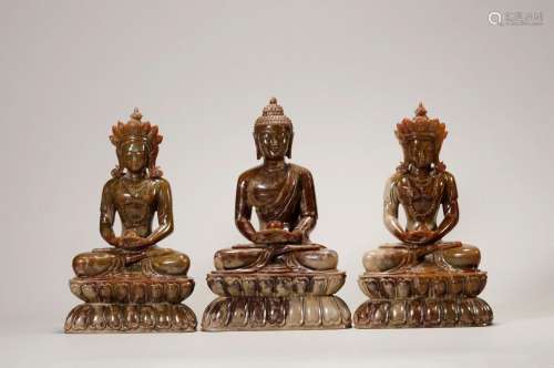 Yuan dynasty and Tian jade one Buddha two bodhisattvas
