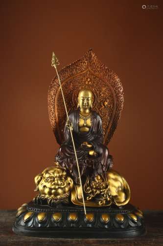 铜鎏金手工打造一尊地藏王菩萨