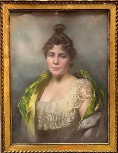 Edouard d'Oteman<br />
Portrait de femme au chignon<br />
Pa...