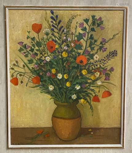 Ecole du XX°siècle, <br />
Vase de fleurs des champs, <br />...